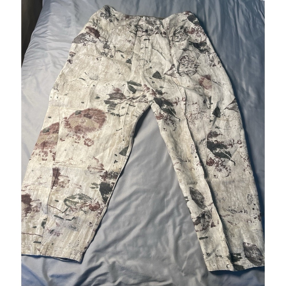 Transit Par Such Womens Linen Floral Print Pants Made In Italy No Size Tag